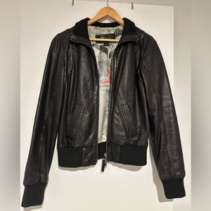 Mackage for Aritzia leather bomber jacket, size M